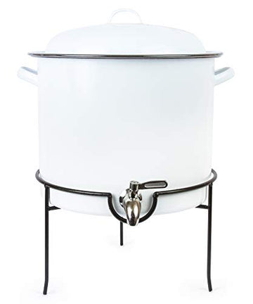 Beverage Dispenser with Iron Stand, Grey Rim